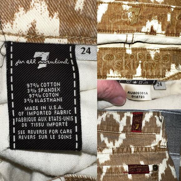 7 For All Mankind Chevron Cropped Skinny Jean Size 24 - Picture 8 of 9